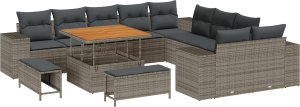 vidaXL Zestaw Sof Ogrodowych 13 Części z Poduszkami Szary Polirattan Akacja 2
