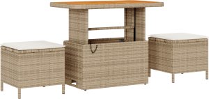 vidaXL 9-częściowy zestaw sofy ogrodowej z poduszkami beżowy polirattan akacja 6