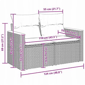 vidaXL Zestaw 10-częściowy sof ogrodowych z poduszkami Beżowy Poli Rattan Akacja 13