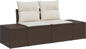 vidaXL Zestaw sof ogrodowych 4-częściowy z poduszkami Brązowy Rattan 3