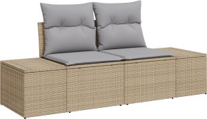 vidaXL 10-częściowy zestaw sof ogrodowych z poduszkami Beżowy Rattan Akacja 4