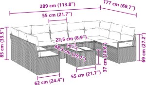 vidaXL 9-częściowy kanapowy ogrodowy z poduszkami czarny polirattan 3