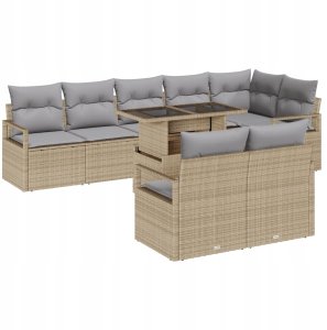 vidaXL 9-częściowy zestaw sof ogrodowych z poduszkami beżowy polirattan 13