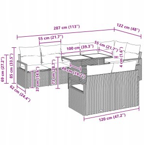 vidaXL 9-częściowy zestaw kanapowy do ogrodu z poduszkami czarny polirattan 11