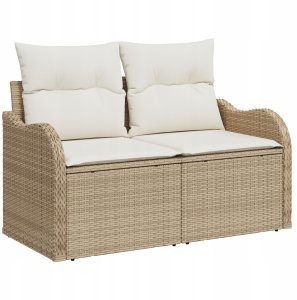 vidaXL 11-elementowy zestaw sof ogrodowych z poduszkami beżowy polirattan akacja 4