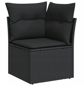 vidaXL 9-częściowy zestaw sofy ogrodowej z poduszkami czarny polirattan akacjowy 7