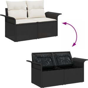 vidaXL 8-częściowy Zestaw Sof Ogrodowych z Poduszkami Czarny Polirattan 3