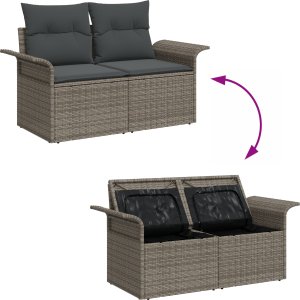 vidaXL Zestaw sof ogrodowych Zestaw 4 Szary Rattan Duży Modułowy 5