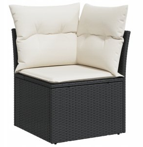 vidaXL 7-częściowy zestaw sof ogrodowych z poduszkami Czarny Polirattan 7