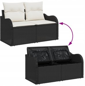 vidaXL 7-częściowy zestaw sof ogrodowych z poduszkami Czarny Polirattan 10