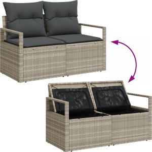 vidaXL 4-częściowy zestaw sof ogrodowych z poduszkami jasnoszary polirattan 3