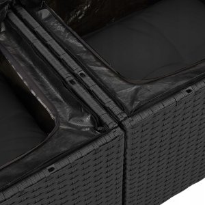 vidaXL Zestaw ogrodowy 7 części z poduszkami Czarny Polirattan Akacja 9