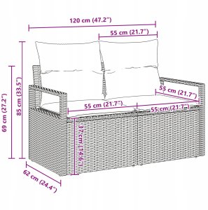 vidaXL Zestaw 5-częściowy mebli ogrodowych z poduszkami czarny polirattan akacja 12