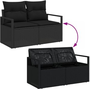 vidaXL Zestaw 5-częściowy mebli ogrodowych z poduszkami czarny polirattan akacja 9