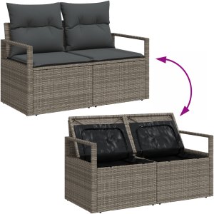 vidaXL 5-częściowy zestaw sof ogrodowych z poduszkami szary polirattan akacjowy 3