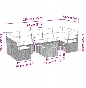 vidaXL 8-częściowy zestaw sofy ogrodowej z poduszkami beżowy polirattan akacja 13
