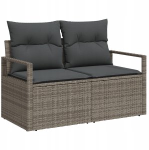 vidaXL 8-częściowy Zestaw Sofy Ogrodowej z Poduszkami Szary Polirattan Akacja 4