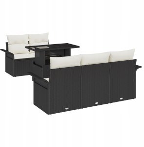 vidaXL Zestaw 6-częściowy Sof Ogrodowych z Poduszkami Czarny Rattan Poli 2