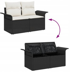 vidaXL Zestaw 6-częściowy Sof Ogrodowych z Poduszkami Czarny Rattan Poli 10