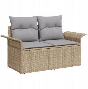 vidaXL 6-częściowy zestaw sof ogrodowych z poduszkami Beżowy Polirattan 4