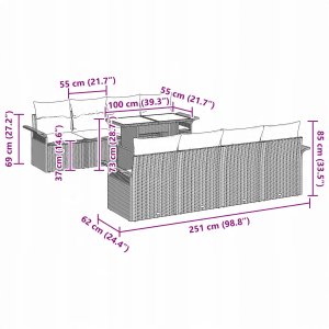 vidaXL 9 Częściowy Zestaw Sof Ogrodowych z Poduszkami Szary Poly Rattan 13