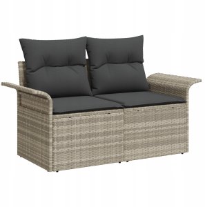 vidaXL 6-częściowy zestaw sofy ogrodowej z jasnoszarym rattanem i poduszkami 2