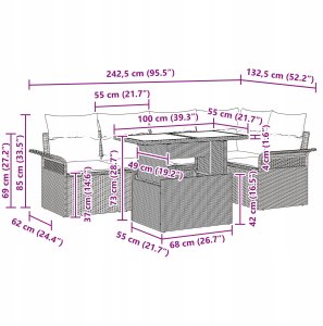 Zestaw kanapowy do ogrodu vidaXL z poduszkami Brązowy Polirattan 7