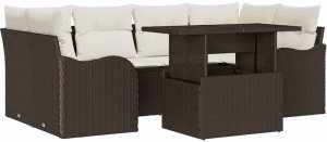 Zestaw sof ogrodowych vidaXL w 7 częściach z poduszkami brązowy polirattan 2