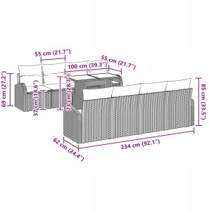 vidaXL 9-częściowy zestaw sofy ogrodowej z poduszkami jasnoszary polirattan 13
