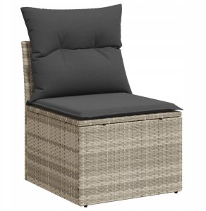 vidaXL 9-częściowy zestaw sofy ogrodowej z poduszkami jasnoszary polirattan 5