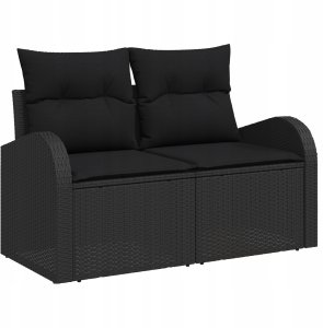 vidaXL 9-częściowy zestaw sofy ogrodowej z poduszkami czarny poli rattan 4