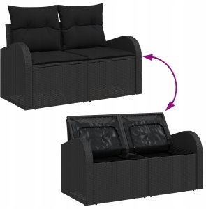 vidaXL 9-częściowy zestaw sofy ogrodowej z poduszkami czarny poli rattan 10