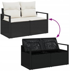 vidaXL 9-elementowy zestaw sofy ogrodowej z poduszkami Czarny Rattan PE 10