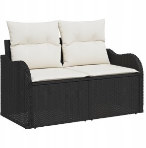vidaXL 5-częściowy zestaw sof ogrodowych z poduszkami czarny polirattan 4