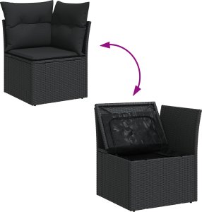 vidaXL Zestaw sofy ogrodowej 12 części z poduszkami Czarny Polirattan Akacja 4