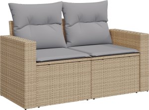 vidaXL 10 Częściowy Zestaw Sofy Ogrodowej z Poduszkami Beżowy Polirattan Akacja 2