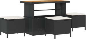 vidaXL 10-częściowy zestaw sof ogrodowych z poduszkami czarny poly rattan akacja 3