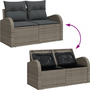 vidaXL 13-elementowy Zestaw Sof Ogrodowych z Poduszkami Szary Poli Rattan Akacja 2