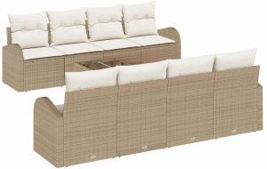 vidaXL 9-częściowy zestaw sof ogrodowych z poduszkami Beżowy Polirattan 2