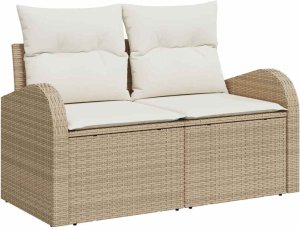 vidaXL 9-częściowy zestaw sof ogrodowych z poduszkami Beżowy Polirattan 4