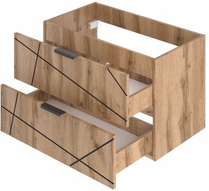 Szafka łazienkowa WOOD-01 z umywalką 80 cm z szufladami DĄB WOTAN 3