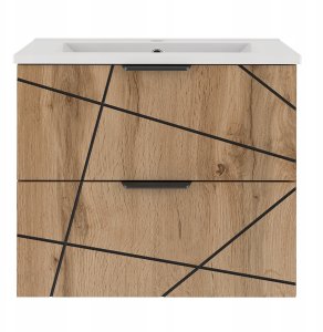 Szafka łazienkowa z umywalką 60 cm WOOD-02 z szufladami DĄB WOTAN 2