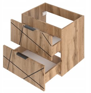 Szafka łazienkowa z umywalką 60 cm WOOD-02 z szufladami DĄB WOTAN 3