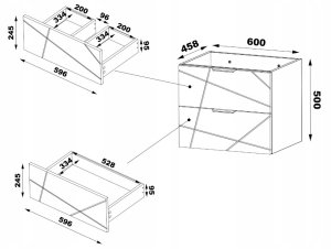 Szafka łazienkowa z umywalką 60 cm WOOD-02 z szufladami DĄB WOTAN 7
