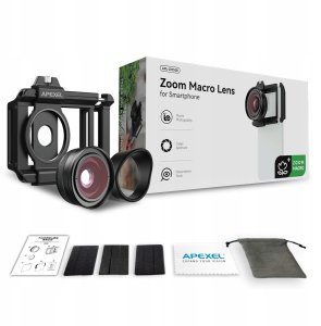 Obiektyw Do Telefonu Soczewka Zoom 10–20x Makro Lampa Ring Led Macro Apexel / Apl-zm100fl26 6