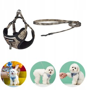 Zestaw spacerowy Dogness smycz 1,5m+szelki dla psa (moro) 6