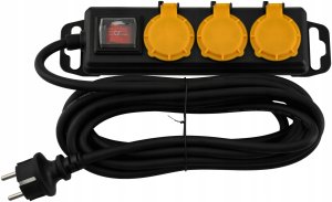 Przedłużacz Listwa Zasilająca 3 Gniazda 5m Wodoszczelny Z Wyłącznikiem IP44 3