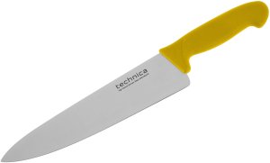 Nóż kucharski HACCP 385 mm, ostrze gładkie, spiczaste 250 mm, żółty | TECHNICA, Silver Line 3