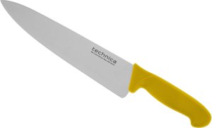 Nóż kucharski HACCP 385 mm, ostrze gładkie, spiczaste 250 mm, żółty | TECHNICA, Silver Line 5