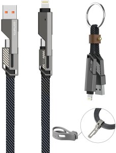 4smarts USB-C Kabel ComboCord Flat 240W, 1,5m + Keyring Kabel 1